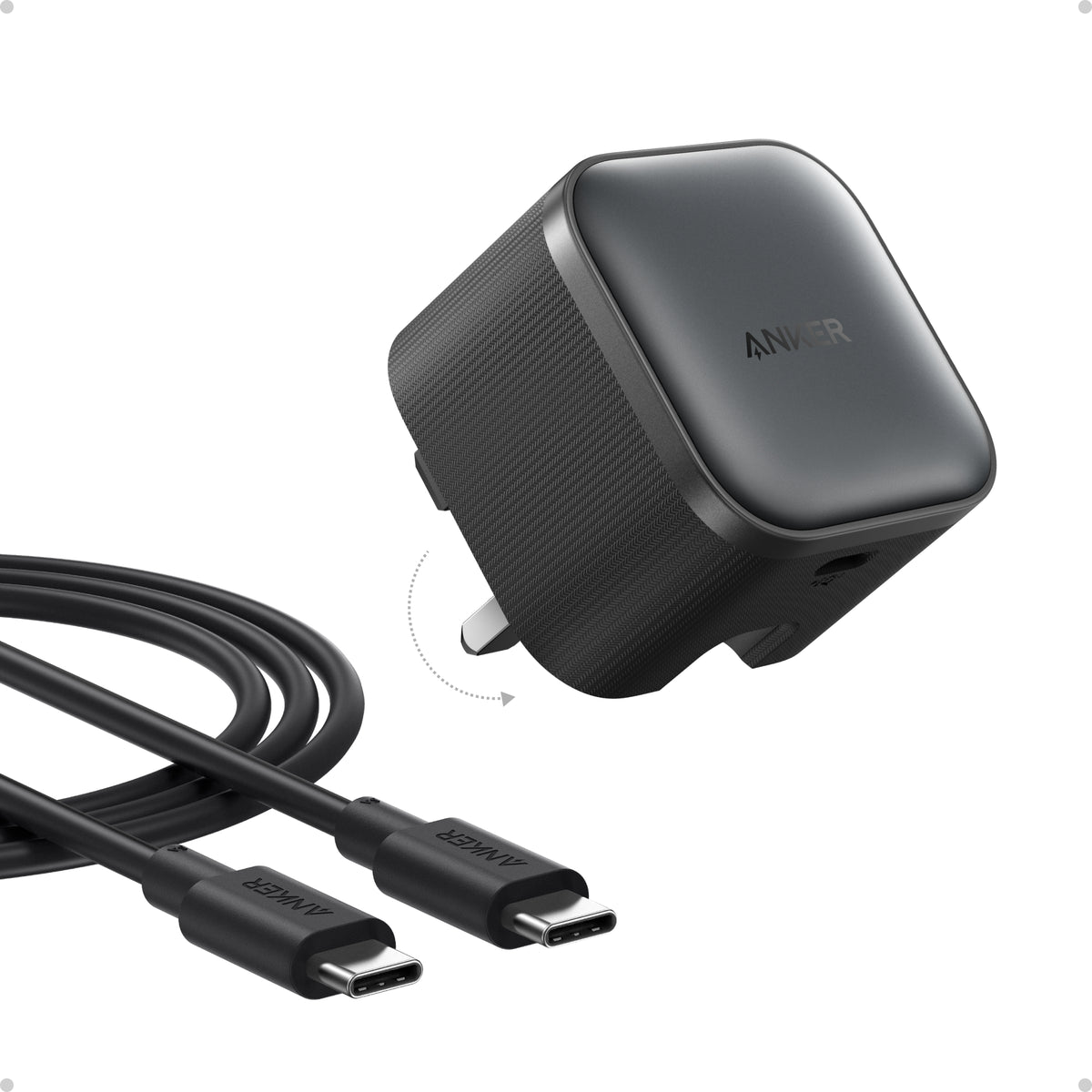 شاحن ANKER Nano بقدرة 45 واط – شحن سريع مع كابل USB-C إلى USB-C | أسود