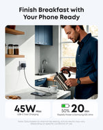 شاحن ANKER Nano بقدرة 45 واط – شحن سريع مع كابل USB-C إلى USB-C | أسود