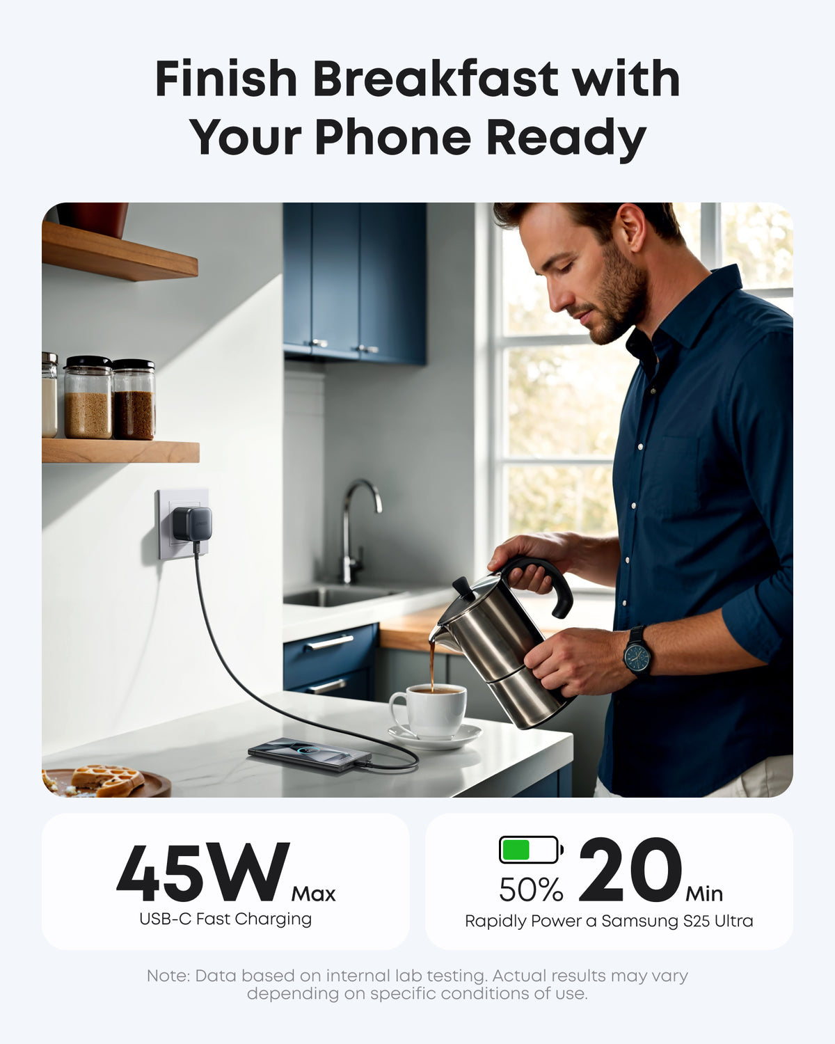 شاحن ANKER Nano بقدرة 45 واط – شحن سريع مع كابل USB-C إلى USB-C | أسود