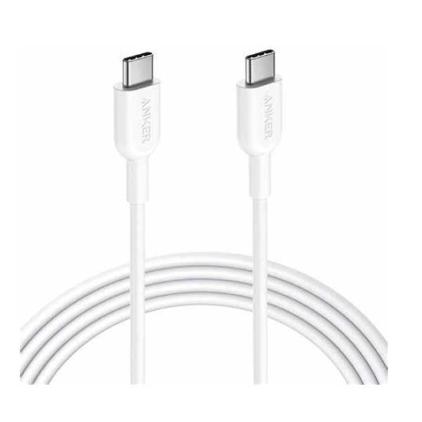 أنكر 322 USB -C إلى USB -C إلى كابل (3ftBraided) - أبيض (A81F5H21)