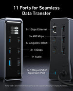 محطة شحن وتوصيل Anker Prime ‏14 في 1 بقدرة إخراج قصوى 160 واط ودعم شاشتين بدقة 4K | رمادي