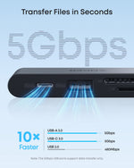 محول أنكر نانو USB-C متعدد المنافذ 6 في 1 - 5Gbps | أسود