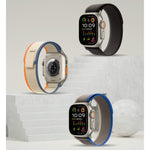 سوار مصنوع من القماش مع نايلون مدمج من ليزل 42/44/45/46/49مم لساعة أبل|أسود/رمادي