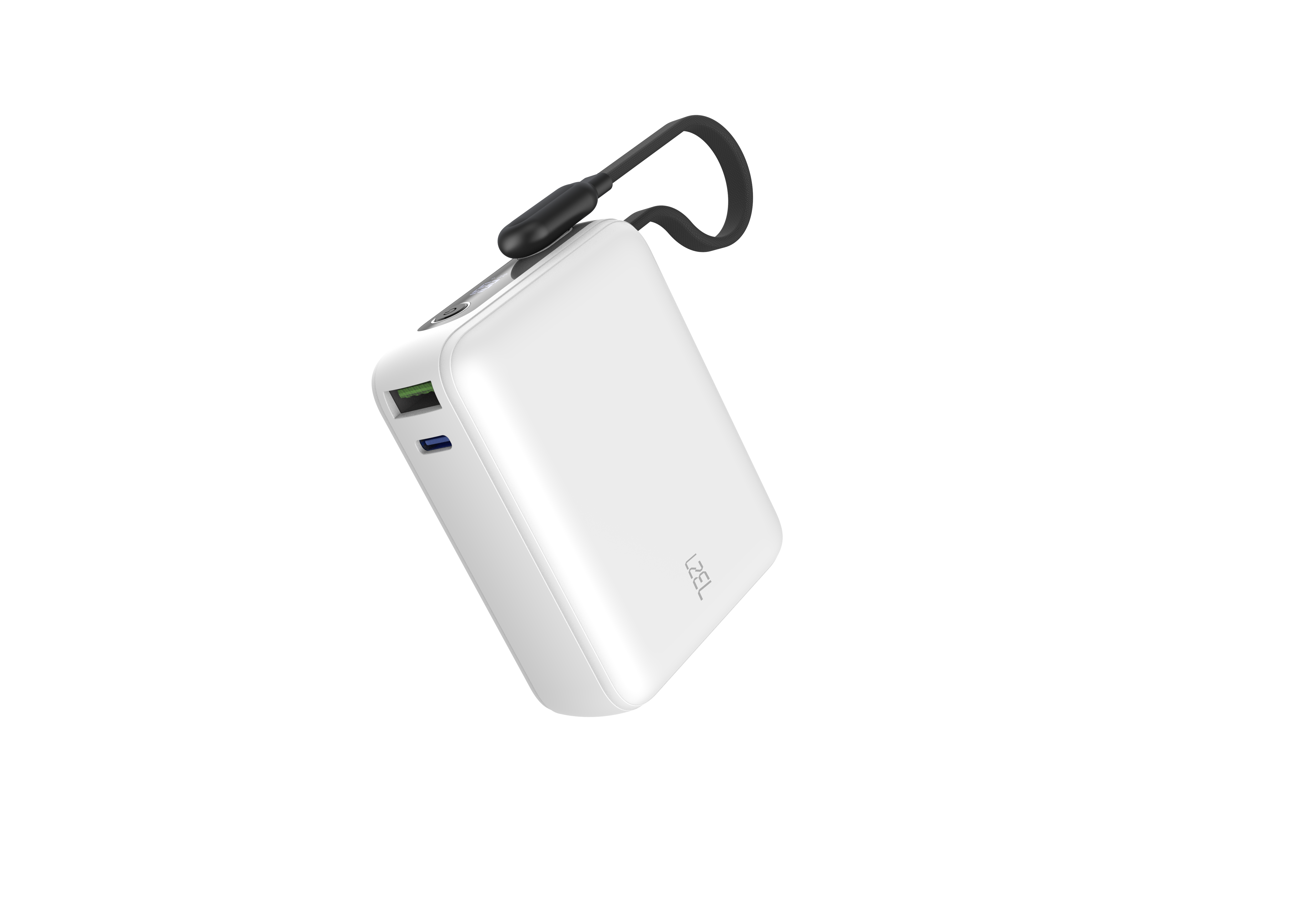 LZEL PrimeBrio 20K Mini PD Power Bank – 20000mAh, 40W, Built-in Type-C Cable | White