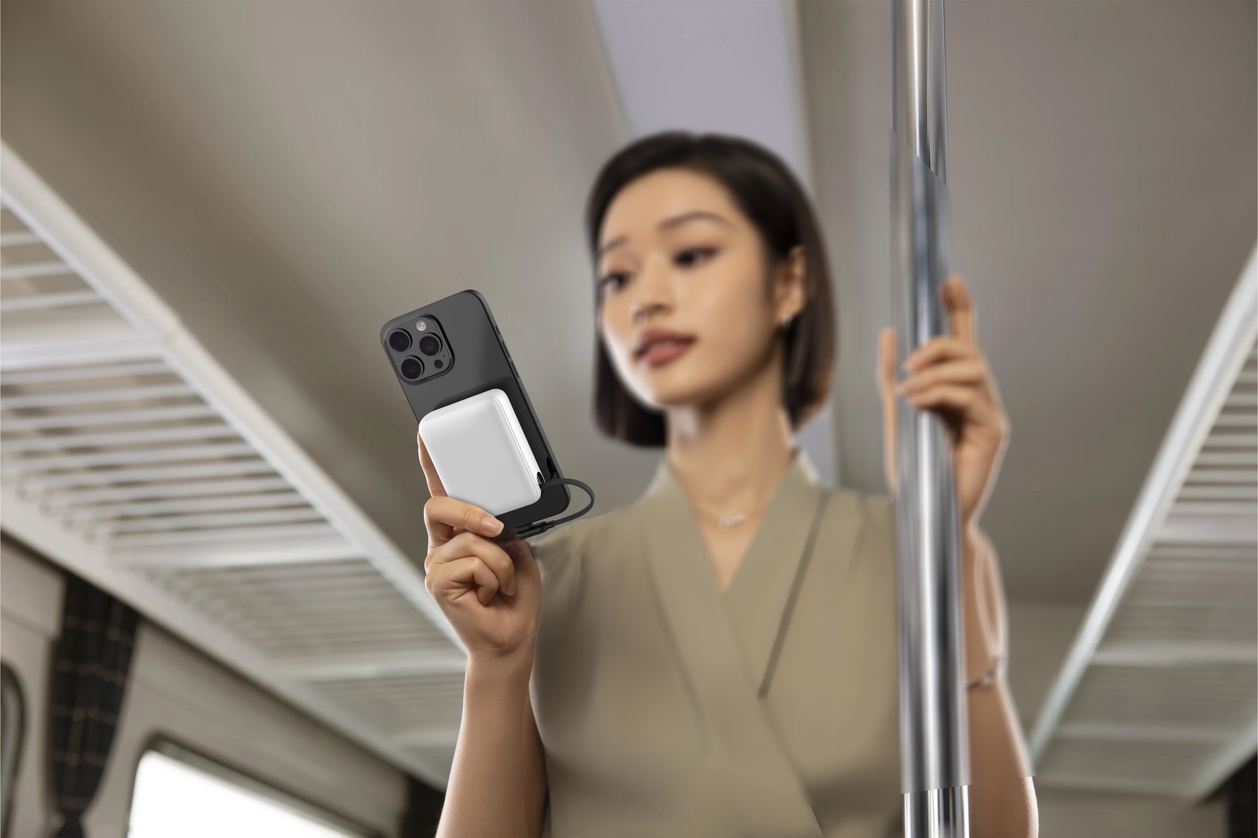 LZEL PrimeBrio 20K Mini PD Power Bank – 20000mAh, 40W, Built-in Type-C Cable | White