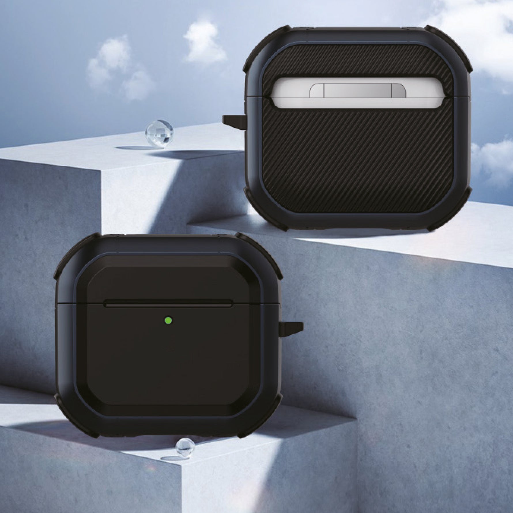 كڤر حماية Aurum Guard Max AirPods 4 من ليزل | ازرق / أسود