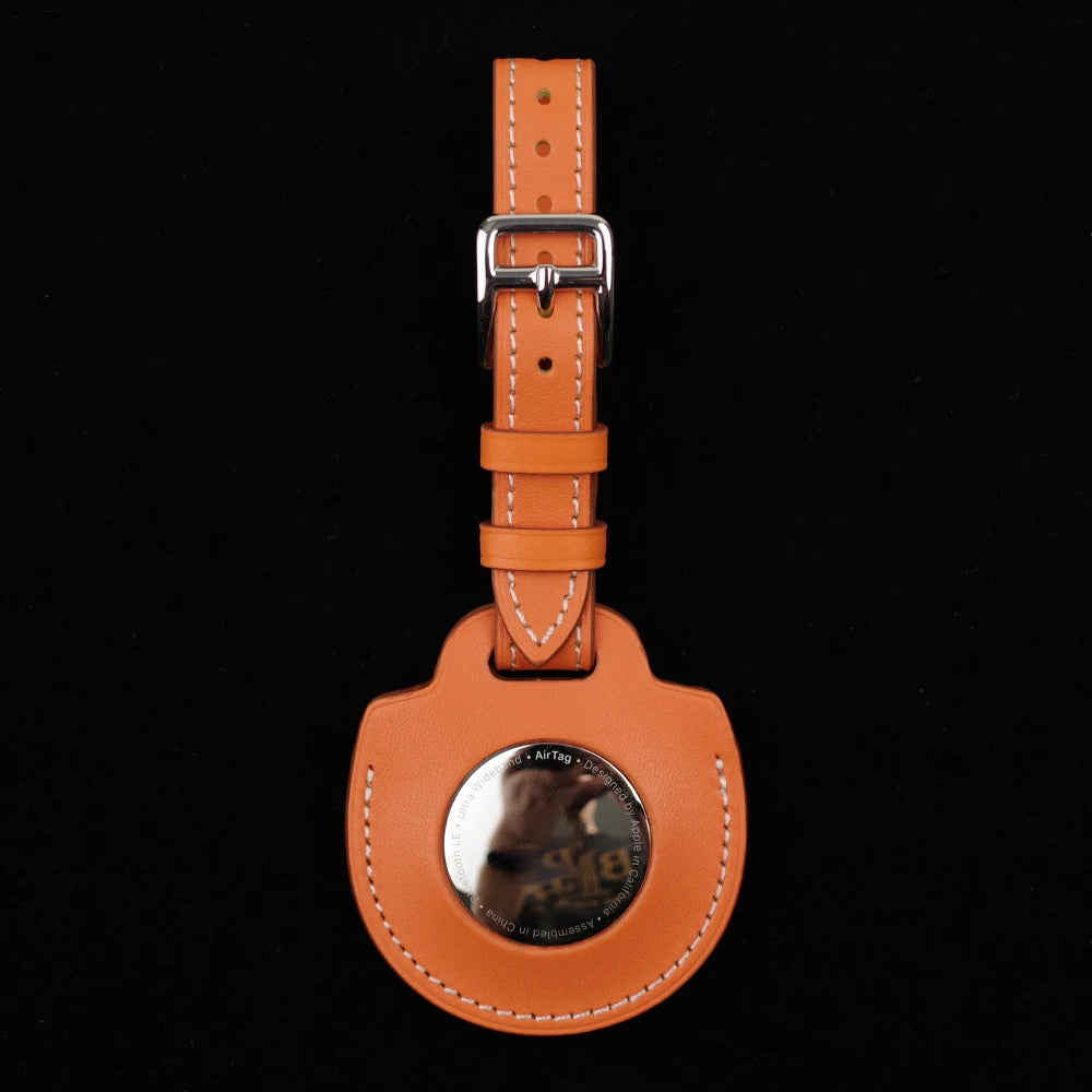 Coteetcl Leather Key Ring For Airtag - Orange (86006-OR)