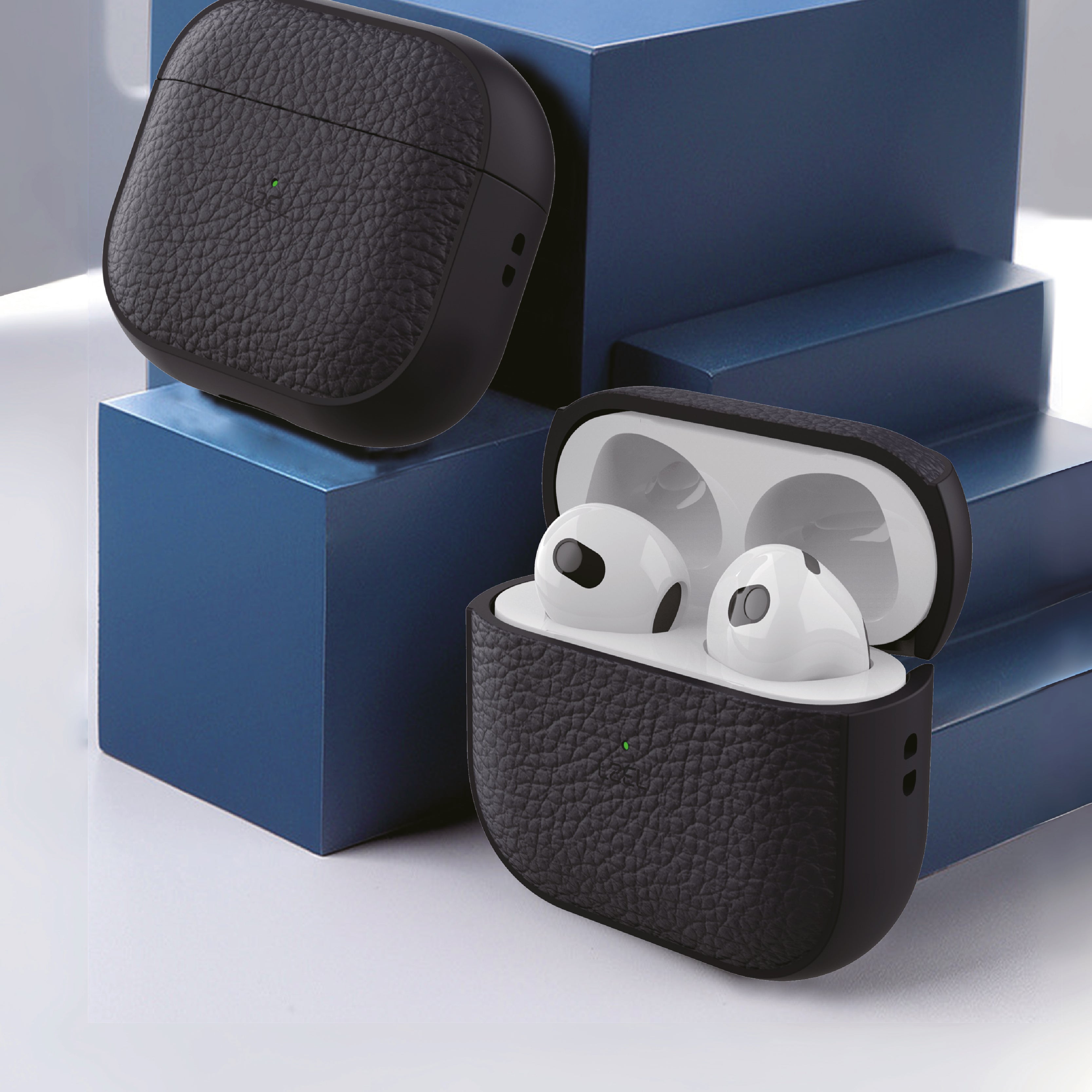 LZEL Airpods 4 Aurum Guard Premium TPU Leather Case |Blue