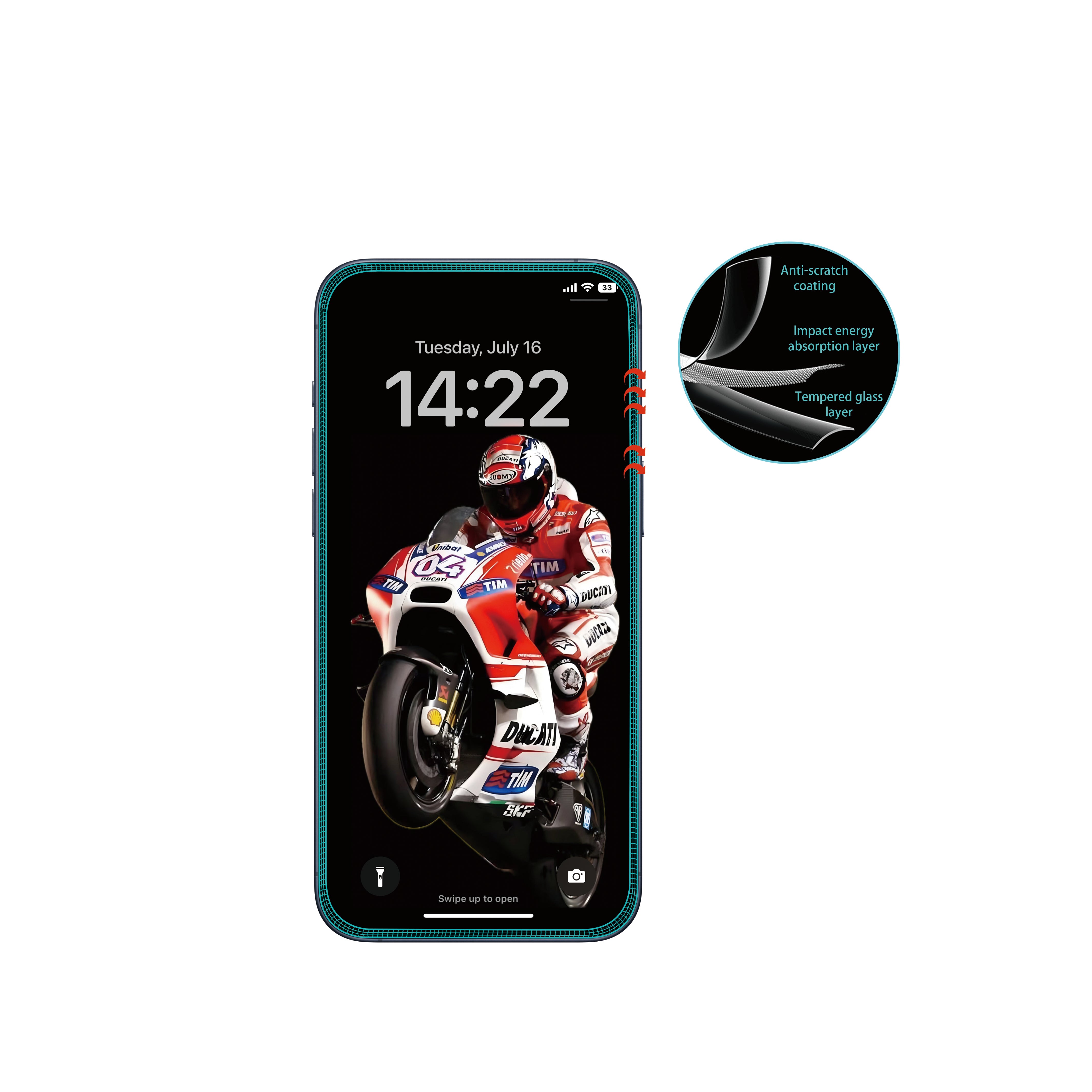 كڤر حماية شاشة 2.5D لهاتف iPhone 16 PRO MAX مع حواف سيليكون من ANANK