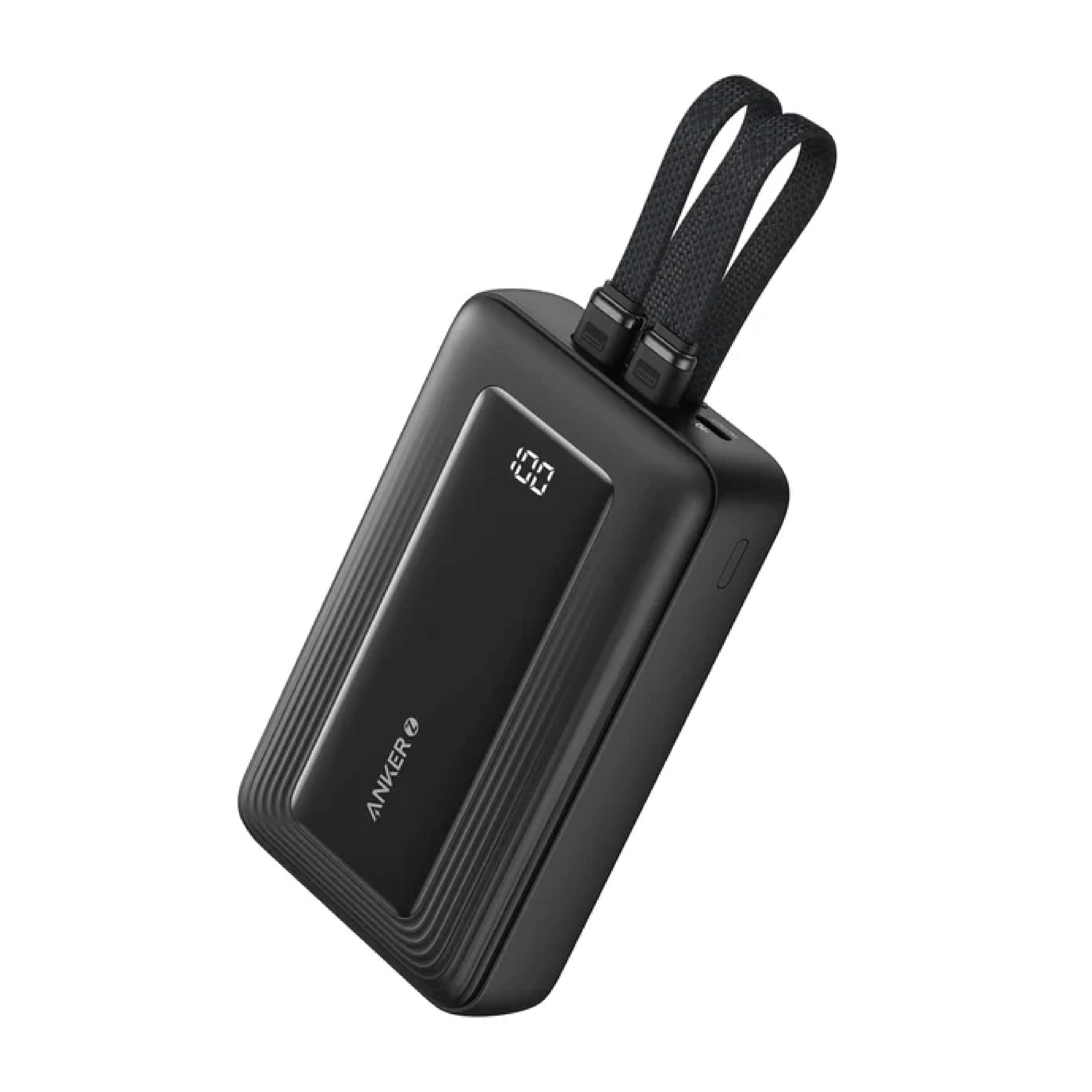 Anker Zolo Power Bank (20K, 30W, Built-In USB-C and Lightning Cable) Black