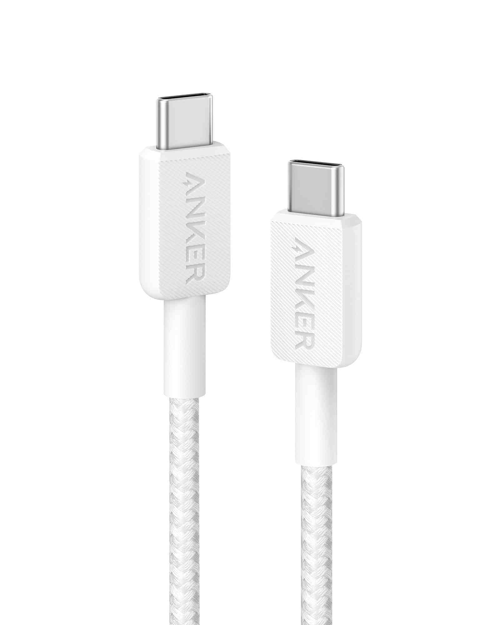 كابل كيبل أنكر 322 من النوع USB-C إلى USB-C (3 قدم مضفر ) - أبيض