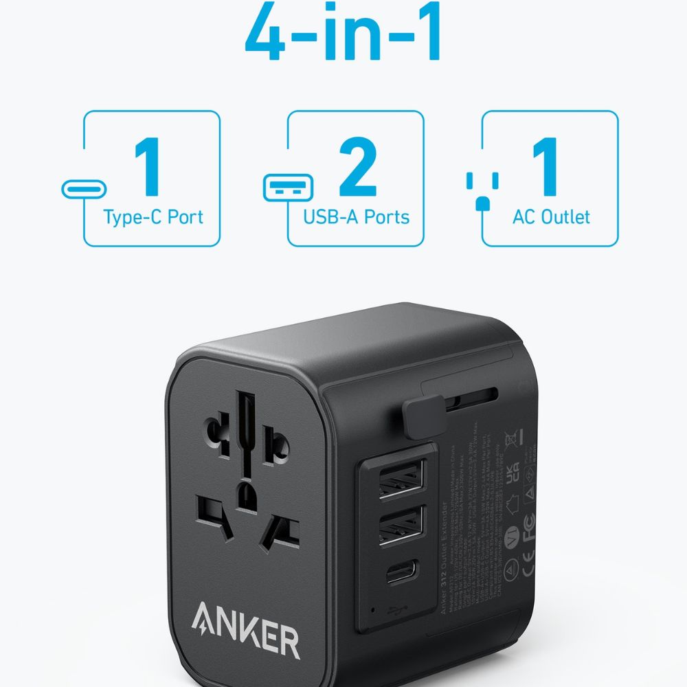 Anker Nano Travel Adapter 4 in 1 65W Black