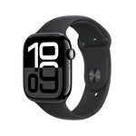 ساعة Apple Watch Series 10 - GPS - مقاس 46 ملم | بهيكل من الألومنيوم بلون أسود مع سوار رياضي أسود S/M