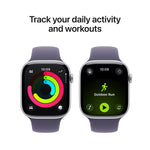 Apple Watch Series 11 GPS 46mm Silver Aluminium Case with Purple Fog Sport Band - M/L