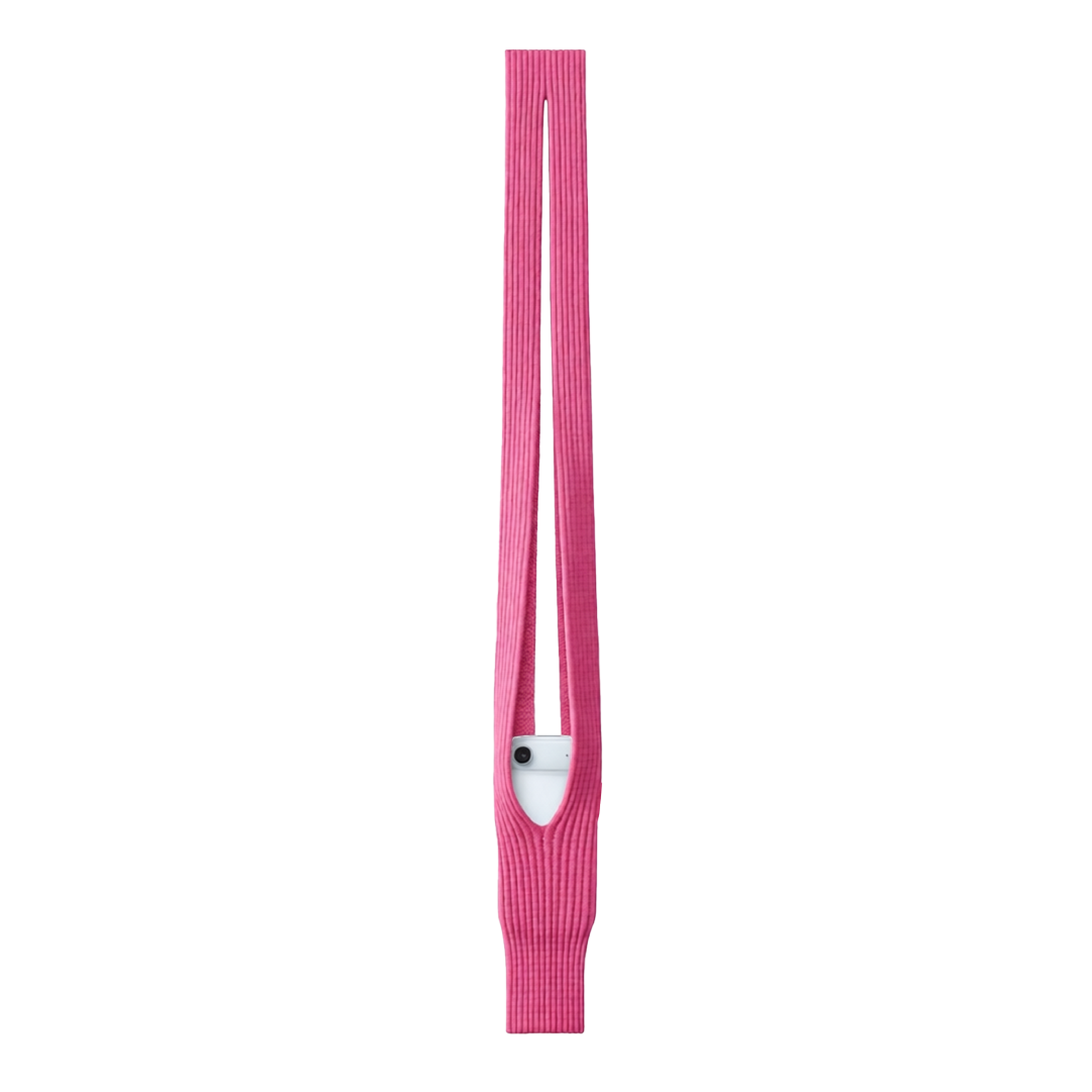 Phone Pocket with Strap – Stretch Knit Wearable iPhone Holder 80 cm | Pink