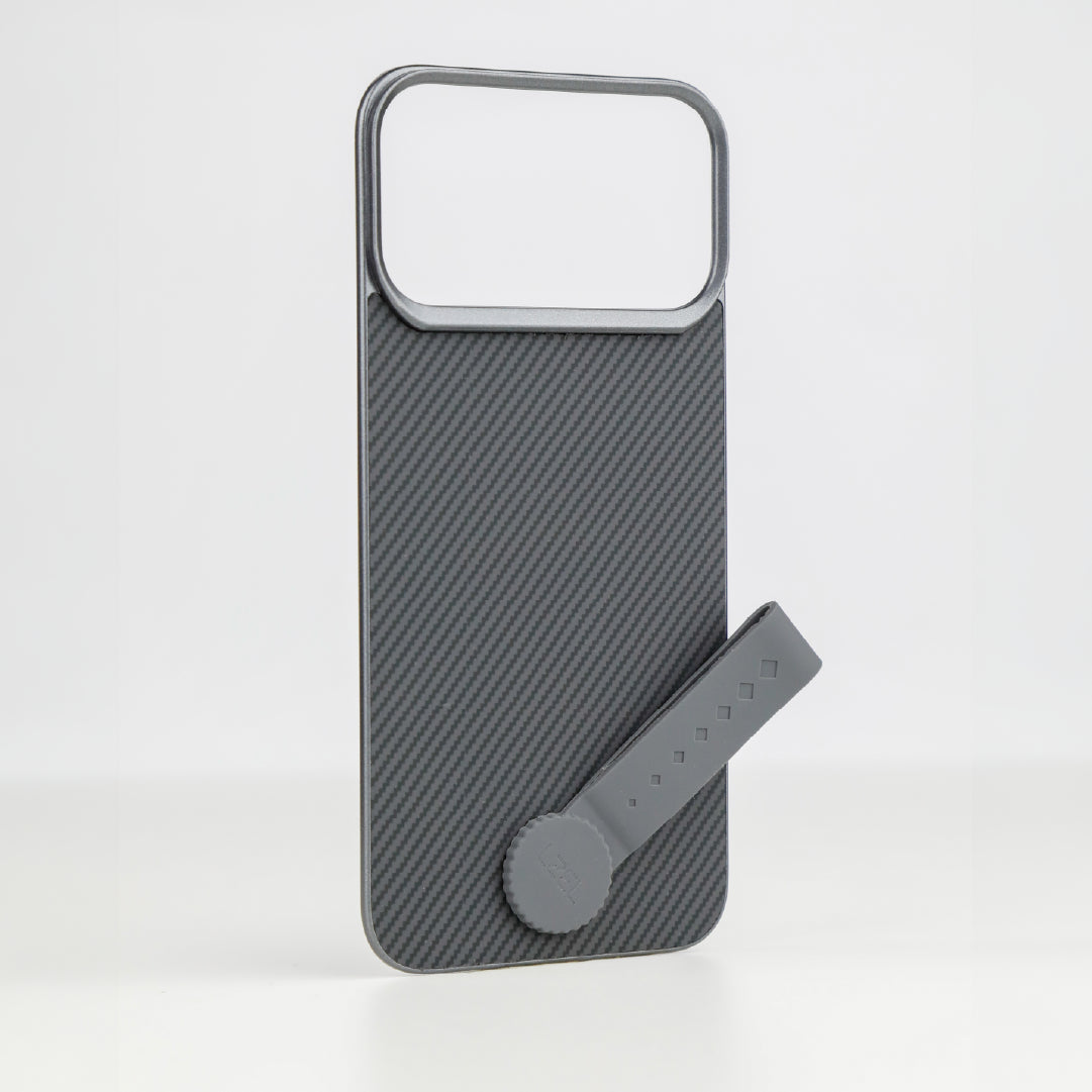 LZEL MagCarbon Strap Carbon Design with 360° Grip and Raised-Edge Protection Back Cover for iPhone 17 Pro Max