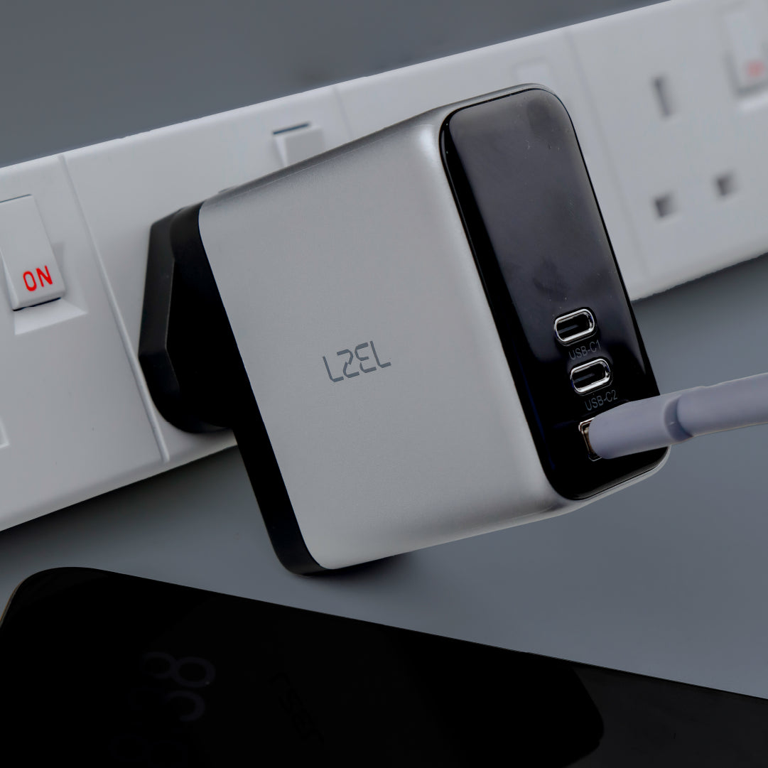 LZEL 100W GaN Travel Charger with 3-Port PD Digital Display & UK/EU/AU Plugs