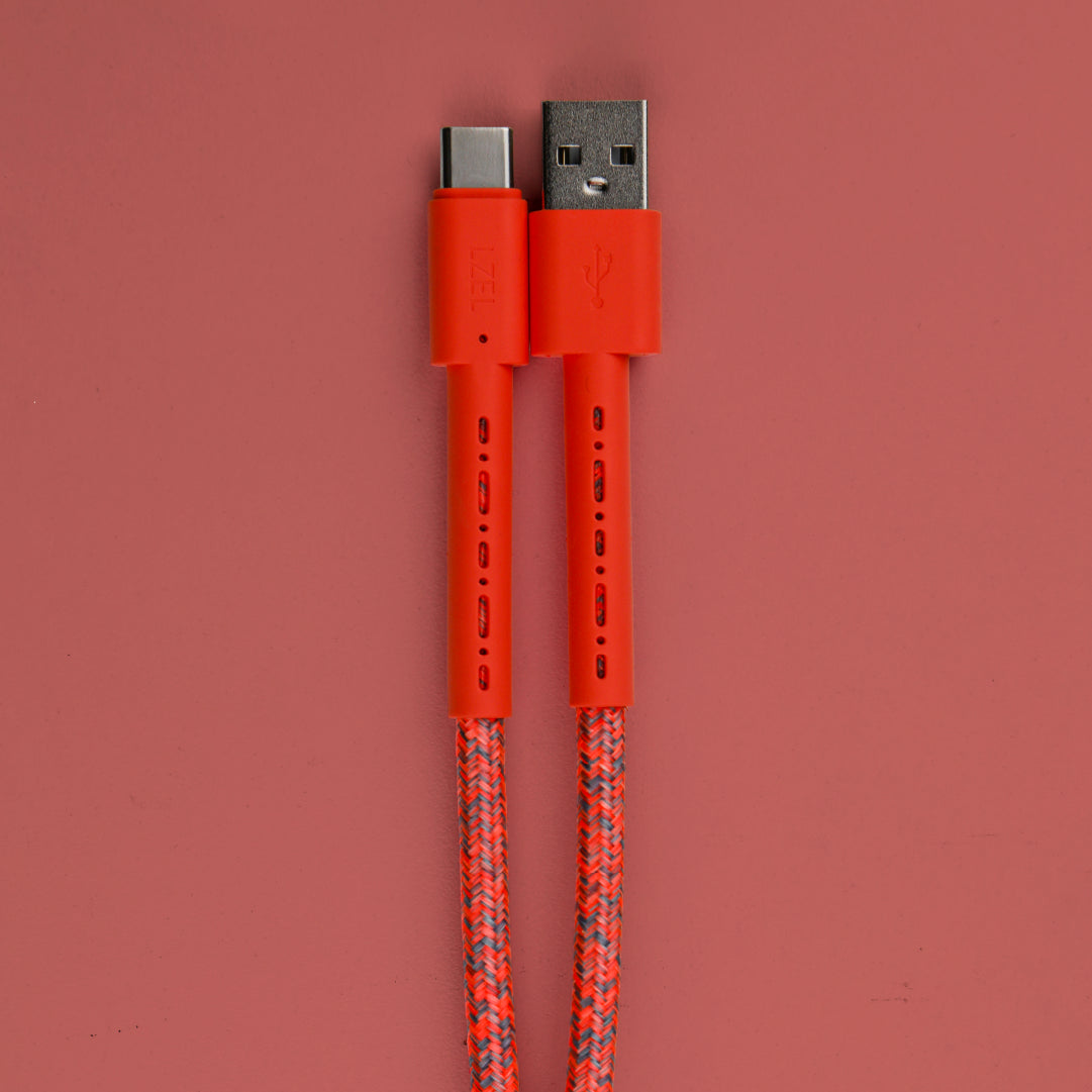 LZEL USB-A to USB-C 2.0 Braided Cable 2m – 3A, 15W, 480Mbps