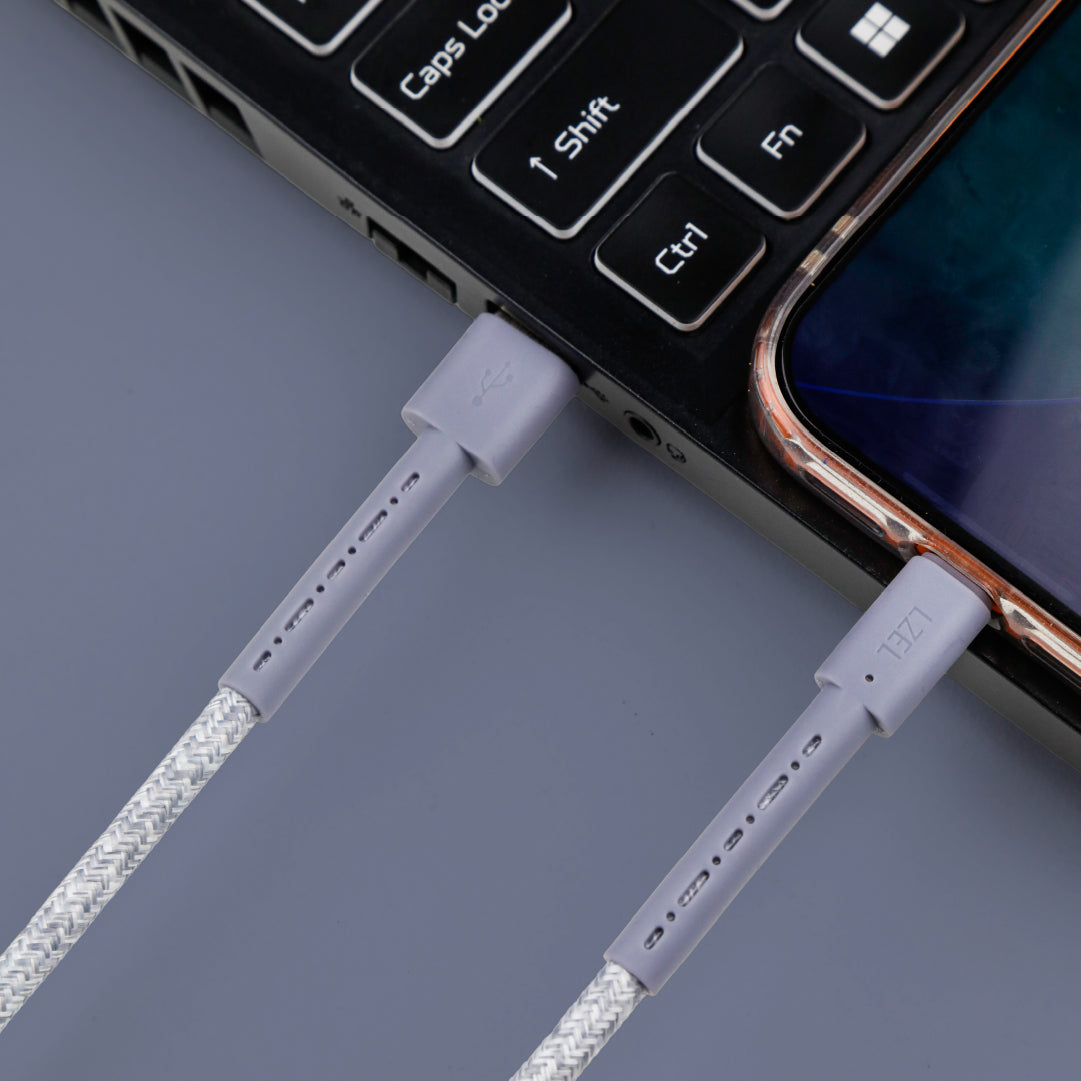 LZEL USB-A to USB-C 2.0 Braided Cable 2m – 3A, 15W, 480Mbps