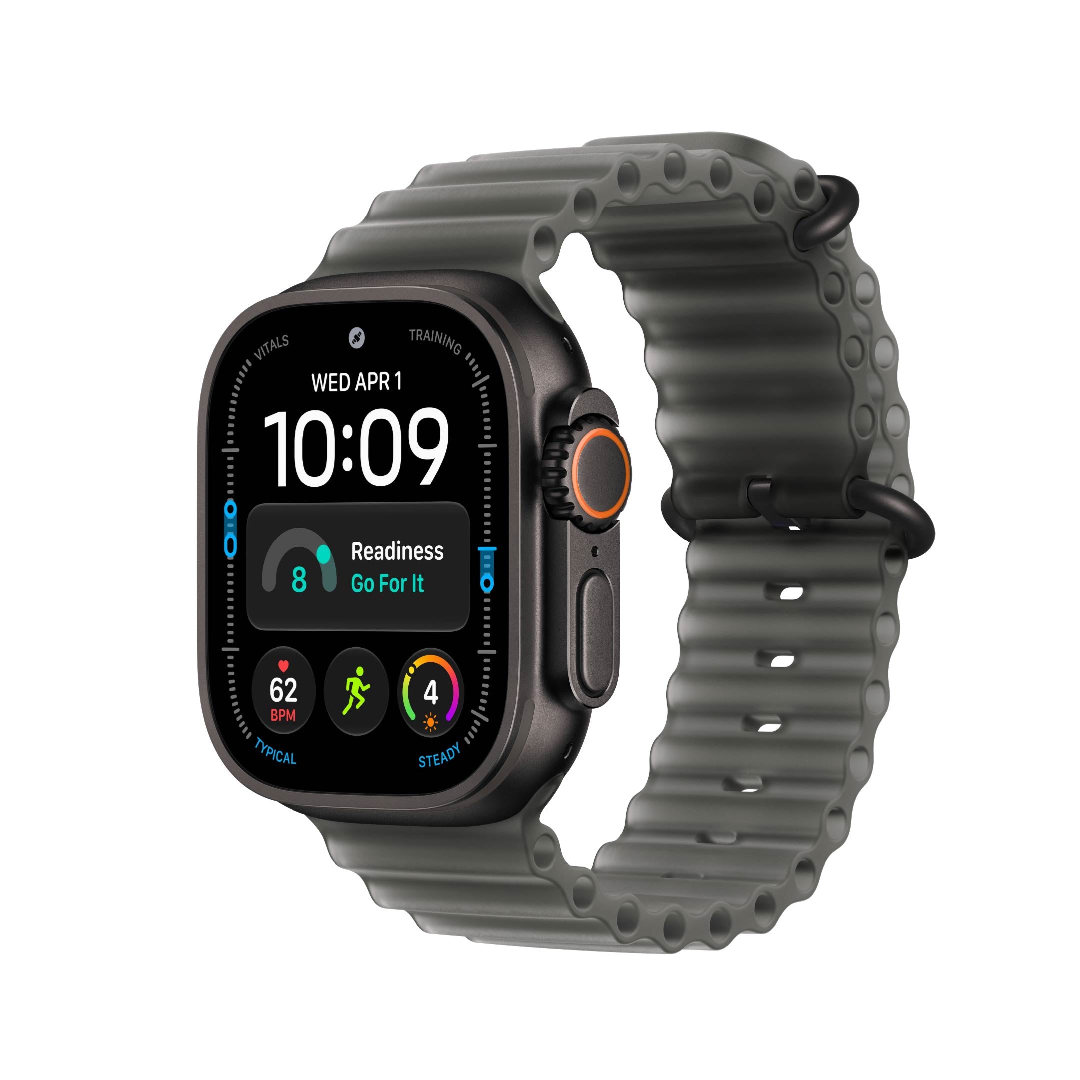 Apple Watch Ultra 4 GPS + Cellular, 49mm Black Titanium Case with Translucent Black Ocean Band