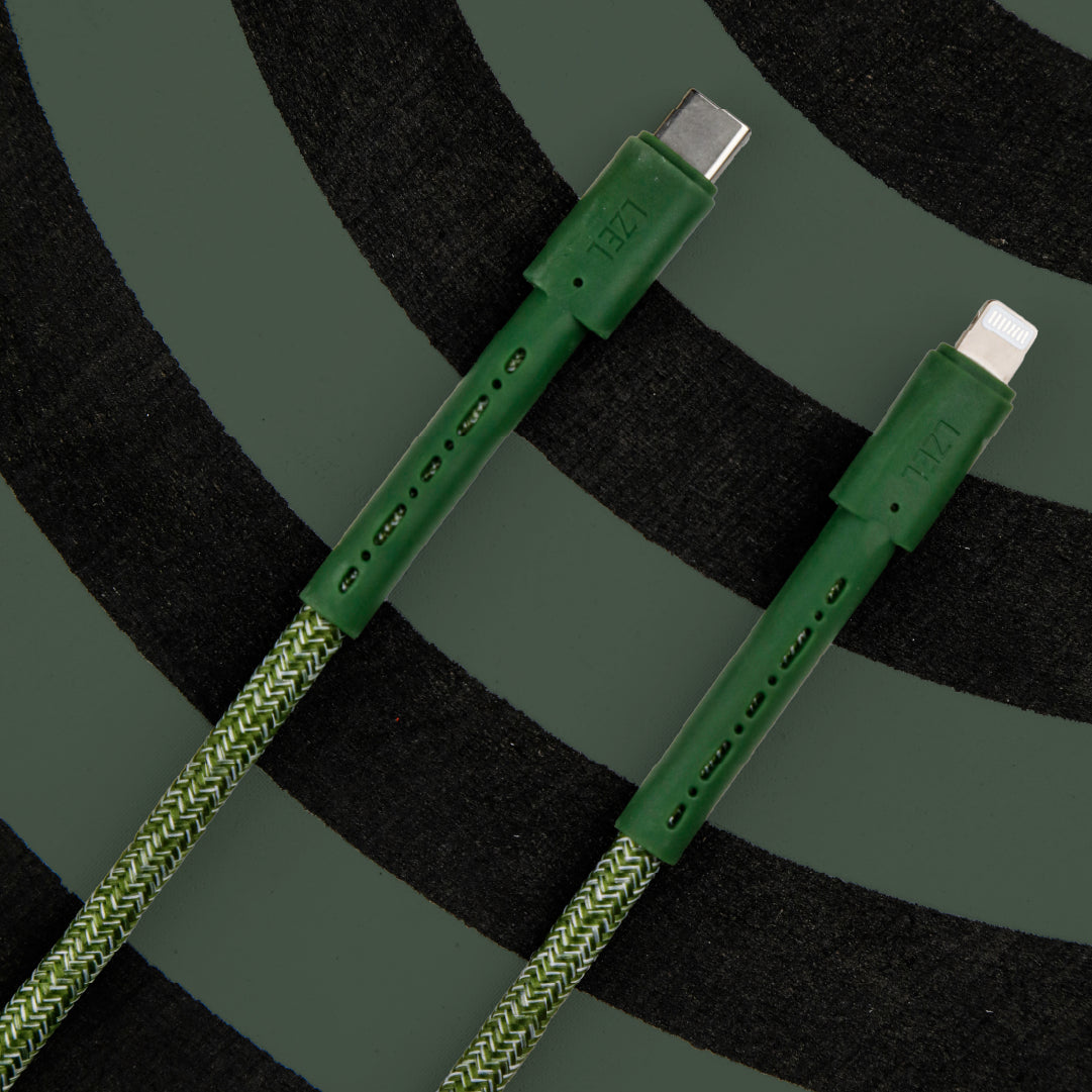 كيبل LZEL MFi USB-C إلى Lightning – 2 متر | شحن سريع PD 60 واط، نقل بيانات 480Mbps، مقاوم للانحناء 150,000+، غلاف TPE مضفر متين