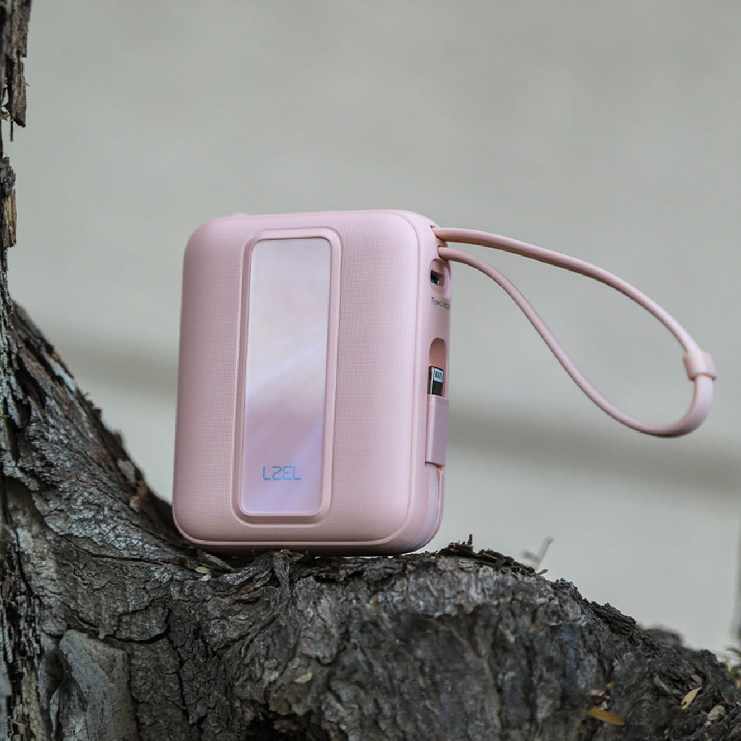 LZEL AMPNEO1O Mini 10000mAh PD Power Bank 30W | Built-in Type-C & Lightning Cable | Type-C Input/Output