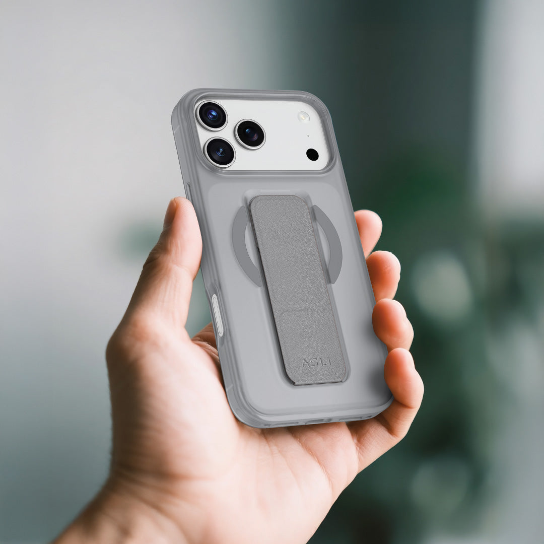 Asli Global MagTrox Gravitas MagSafe Leather Grip Case for iPhone 17 Pro Max | Natural Titanium