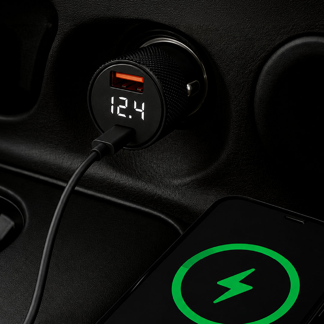 شاحن سيارة LZEL PulseCharge X2 بقدرة 75 واط – مخرجان USB-C PD وUSB-A