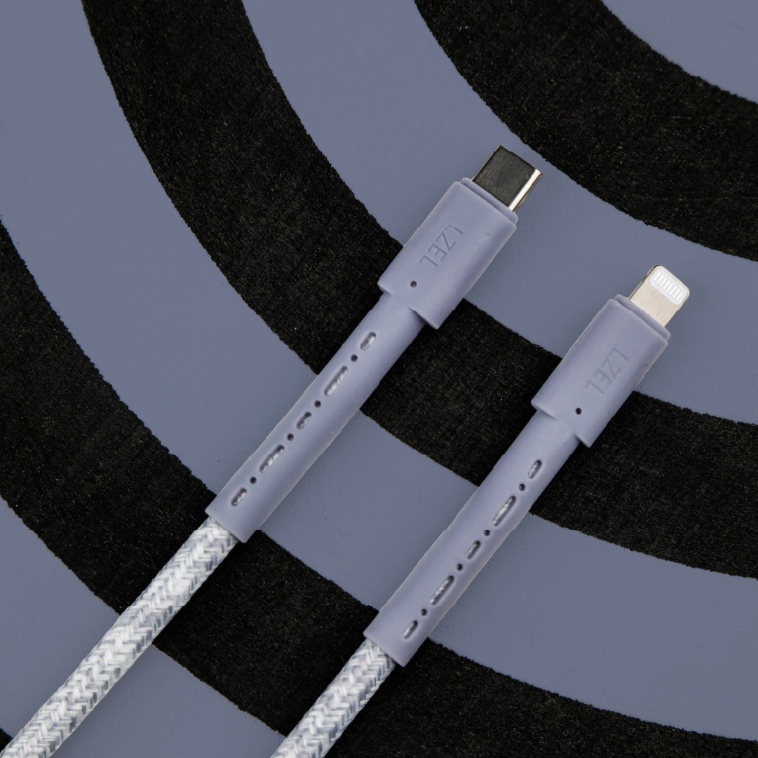 كيبل LZEL MFi USB-C إلى Lightning – 2 متر | شحن سريع PD 60 واط، نقل بيانات 480Mbps، مقاوم للانحناء 150,000+، غلاف TPE مضفر متين