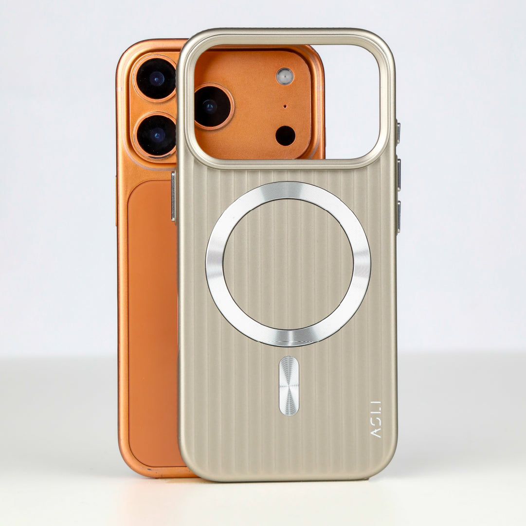 ASLI Corrugared Ridge Premium Metalic Case With Enhanced Camera Protection Case For iPhone 17 Pro Max