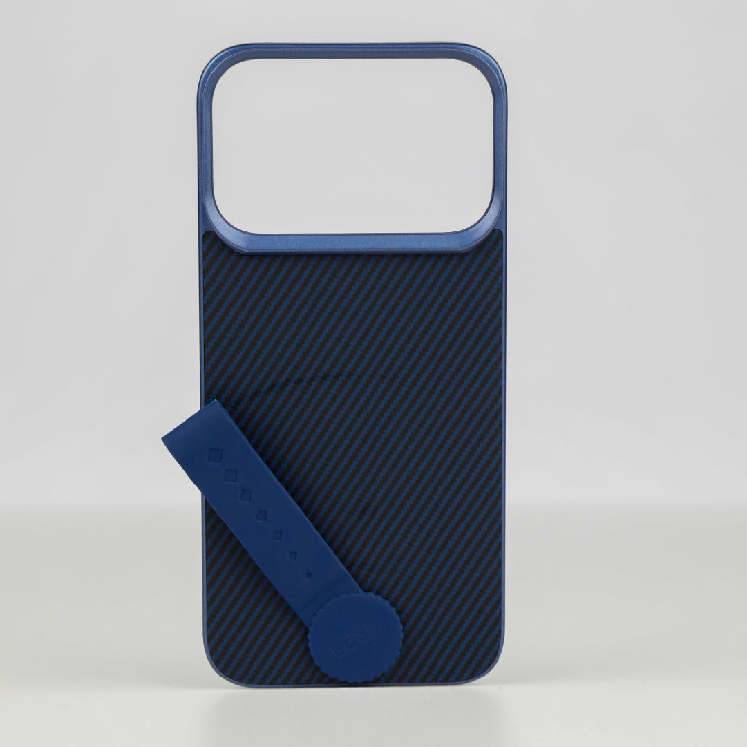LZEL MagCarbon Strap Carbon Design with 360° Grip and Raised-Edge Protection Back Cover for iPhone 17 Pro Max