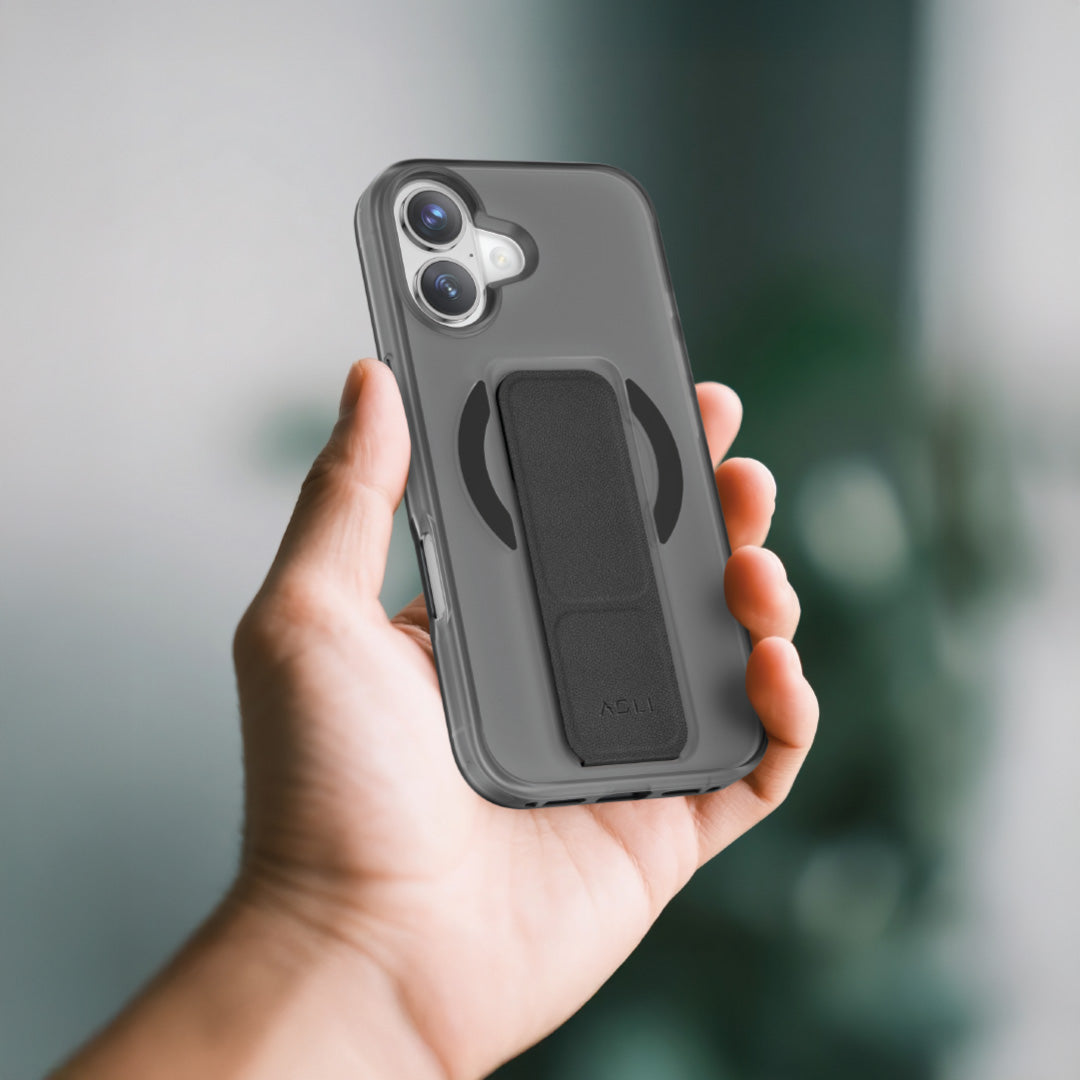 Asli Global MagTrox Gravitas MagSafe Leather Grip Case for iPhone 17 | Black