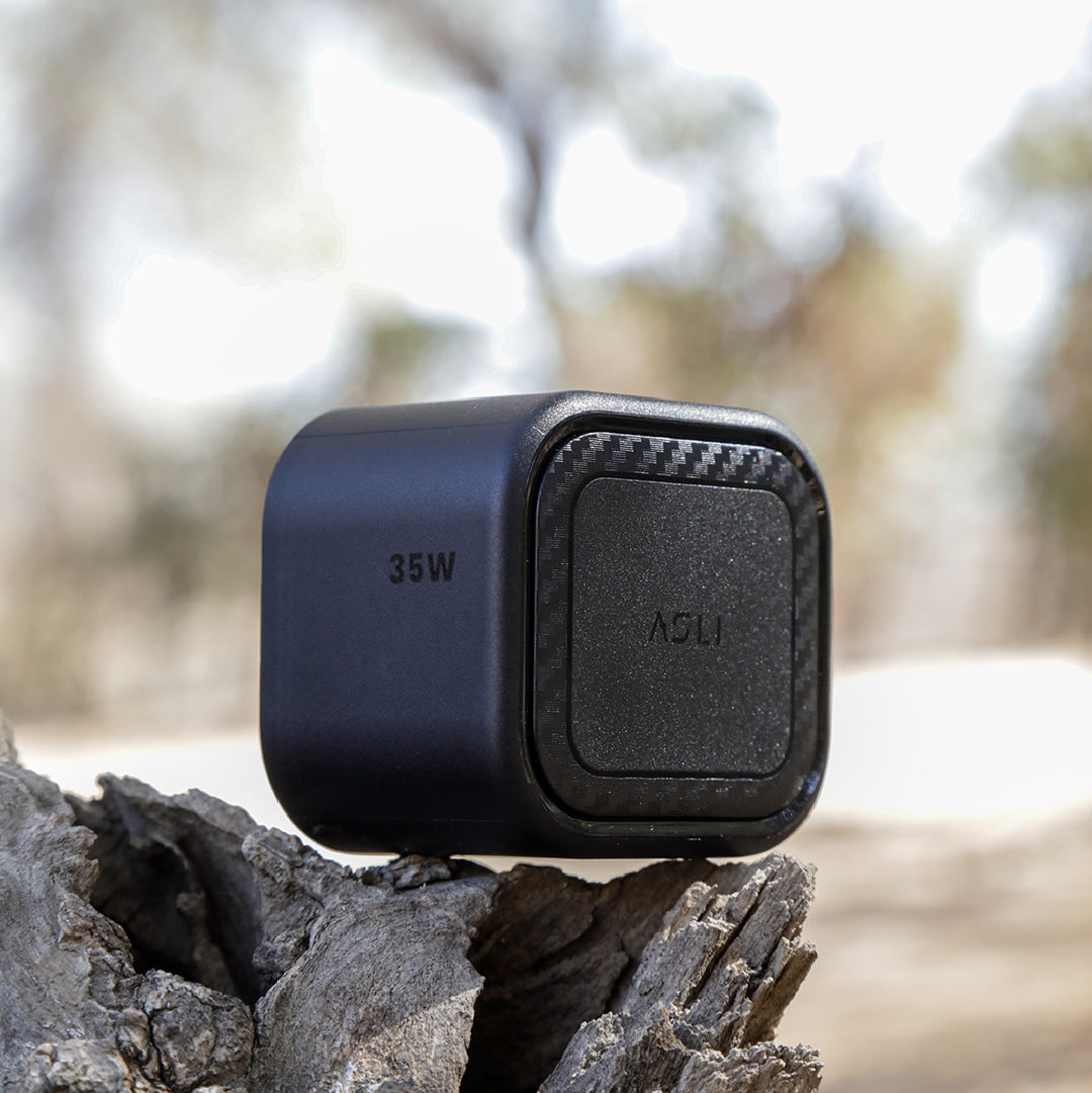  شاحن Asli Primevolt GaN بقدرة 35 واط – منفذ USB-C ومنفذ USB-A 