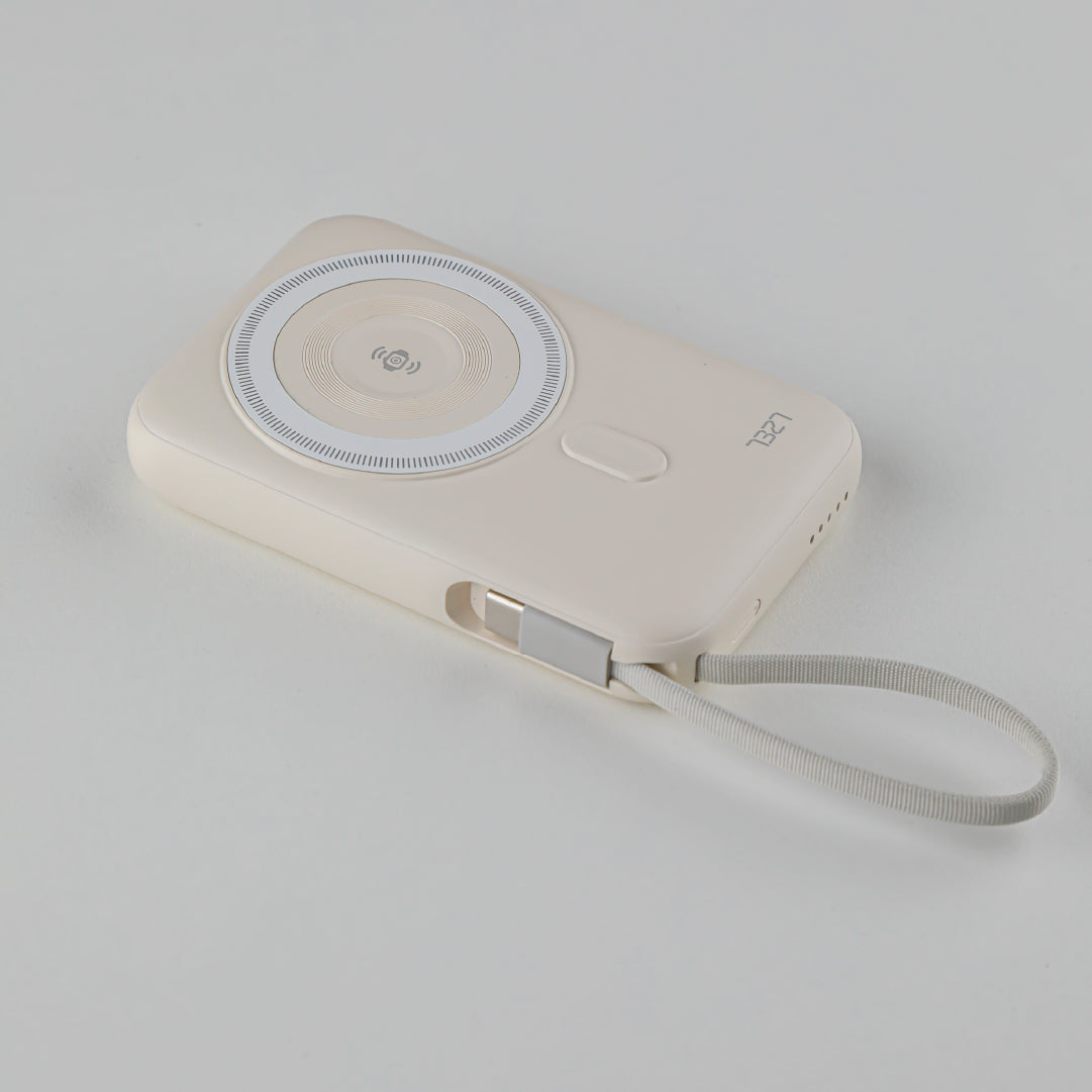 LZEL HexaEnergia Station 6x Wireless Powerbank Charging Dock | 10000mAh Full Battery | Built-in Cable | White