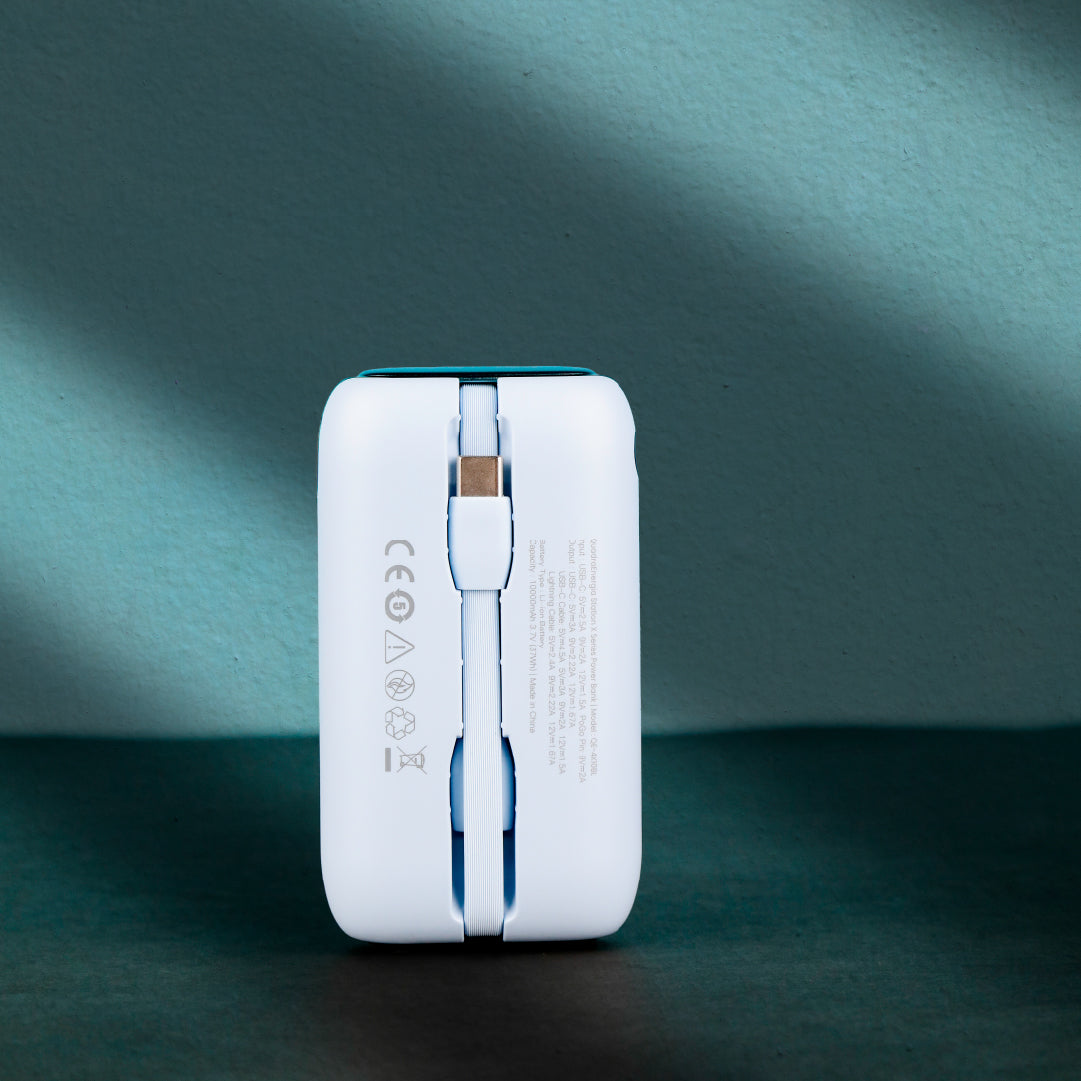 محطة الطاقة المحمولة QUADRA ENERGIA X من ليزل 10000 مللي أمبير × 4 مع كيبل مدمج Lightning و Type-C