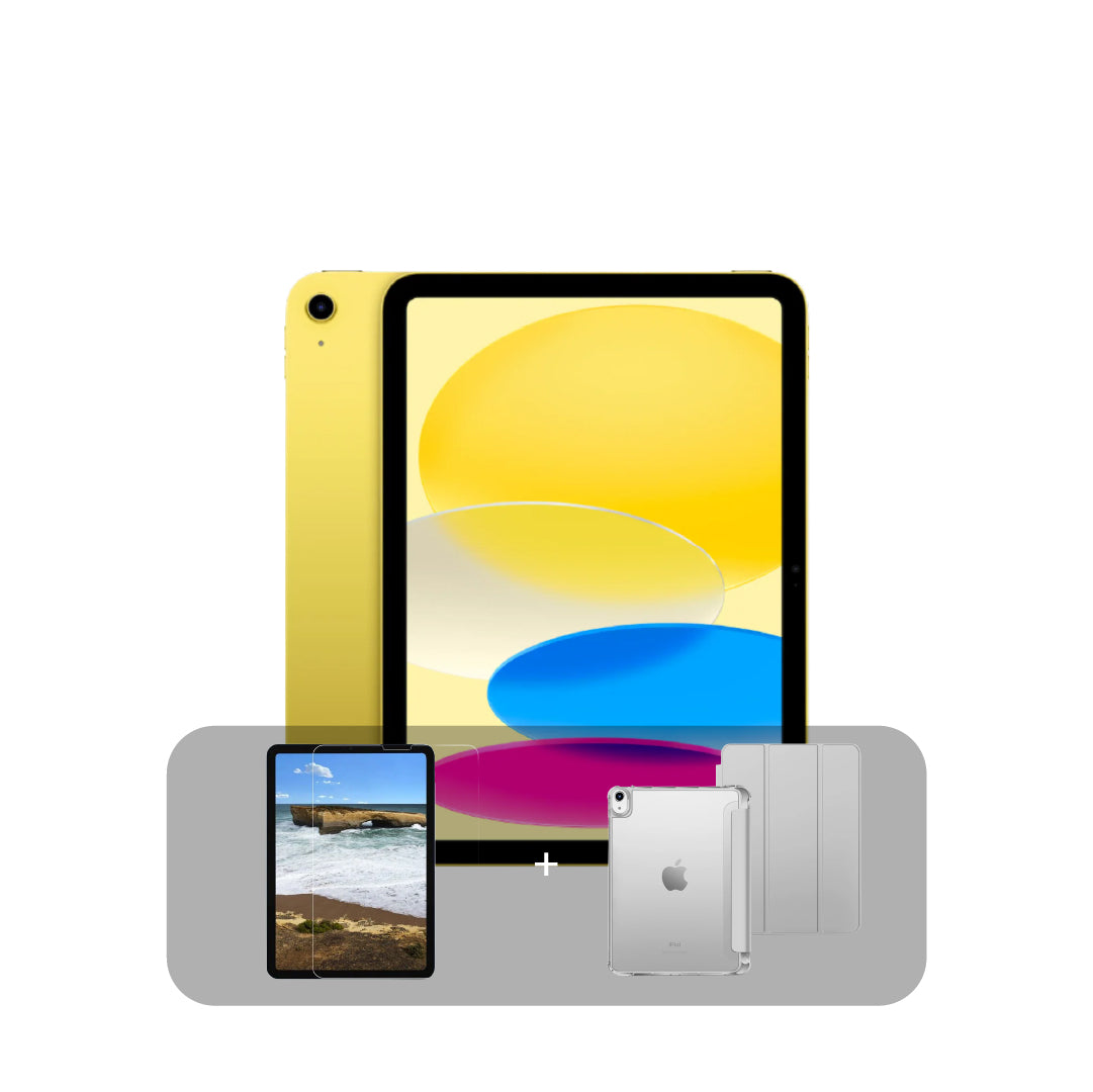 جهاز iPad الجيل الحادي عشر – شريحة A16، سعة 128 جيجابايت، واي فاي، شاشة 11 بوصة + عرض الباندل | أصفر