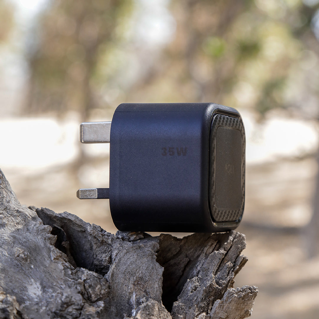  شاحن Asli Primevolt GaN بقدرة 35 واط – منفذ USB-C ومنفذ USB-A 