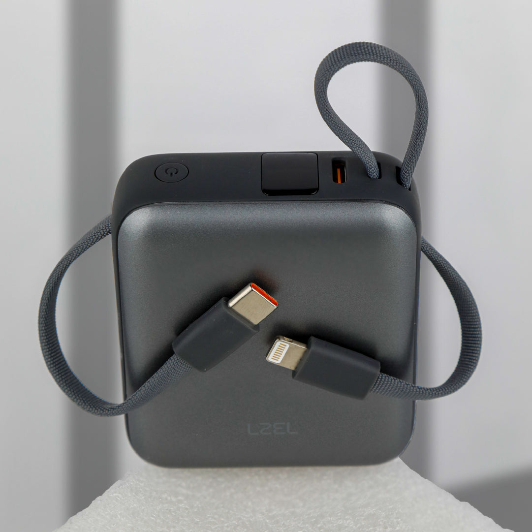 باور بانك Lzel Neurode Sync Mini بسعة 10000 مللي أمبير | PD3.0 و QC 3.0 | شحن بقدرة 25.5 واط | مدخل ومخرج Type-C مدمج مع مخرج إضاءة