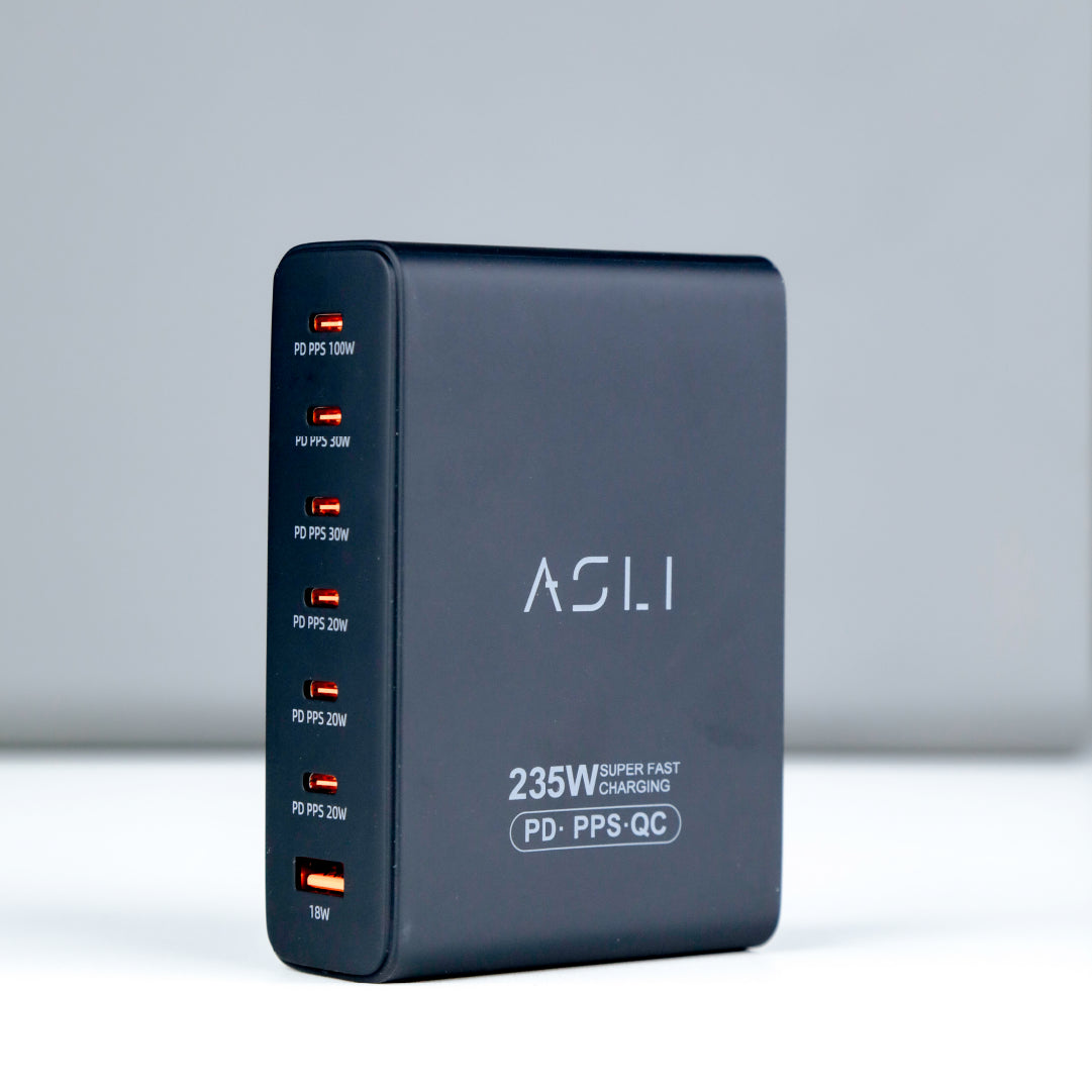 Asli Global Turboxis Series 235W Gan-7-Port Fast Charging Station With Power Delivery & PPS