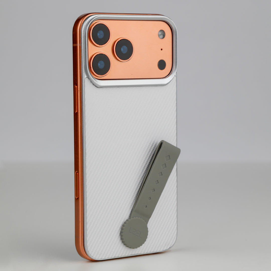 LZEL MagCarbon Strap Carbon Design with 360° Grip and Raised-Edge Protection Back Cover for iPhone 17 Pro Max