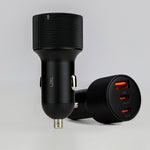 LZEL PulseCharge Max 80W 3-Port Car Charger – Dual USB-C PD & USB-A QC
