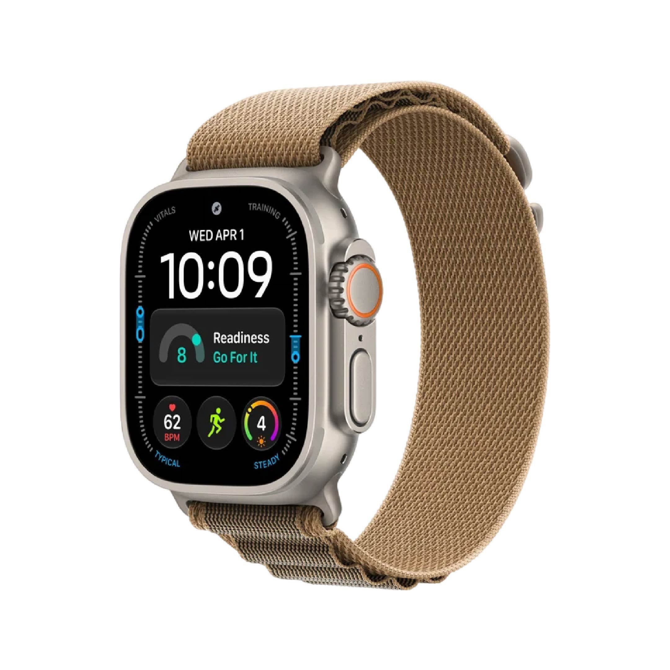 Apple Watch Ultra 4 GPS + Cellular, 49mm Natural Titanium Case with Desert Alpine Loop M