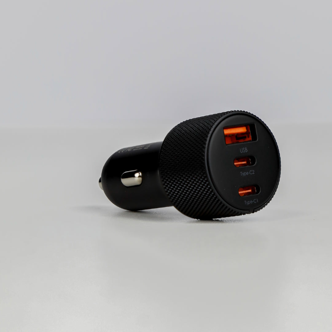 LZEL PulseCharge Max 80W 3-Port Car Charger – Dual USB-C PD & USB-A QC