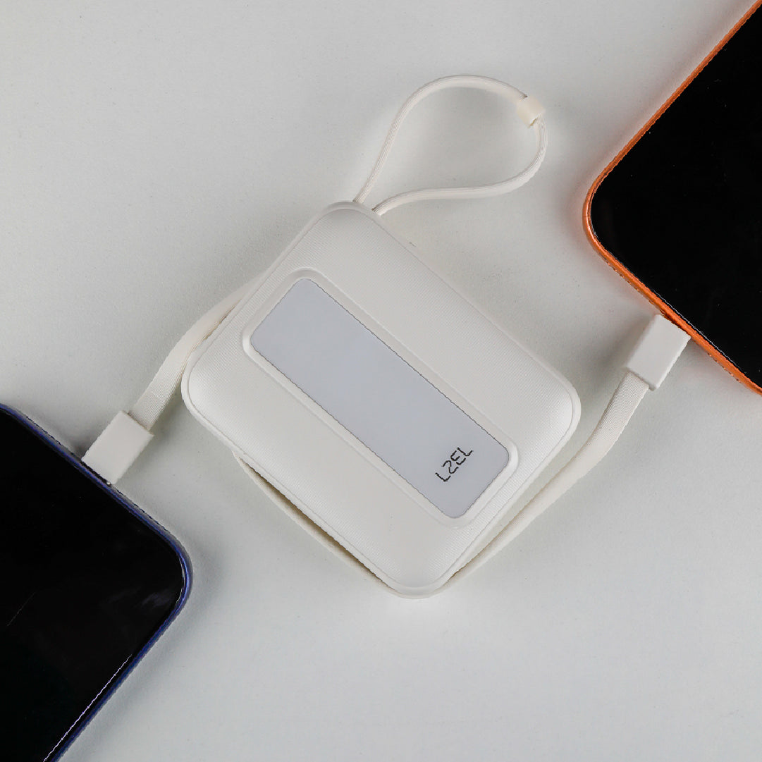 LZEL AMPNEO1O Mini 10000mAh PD Power Bank 30W | Built-in Type-C & Lightning Cable | Type-C Input/Output