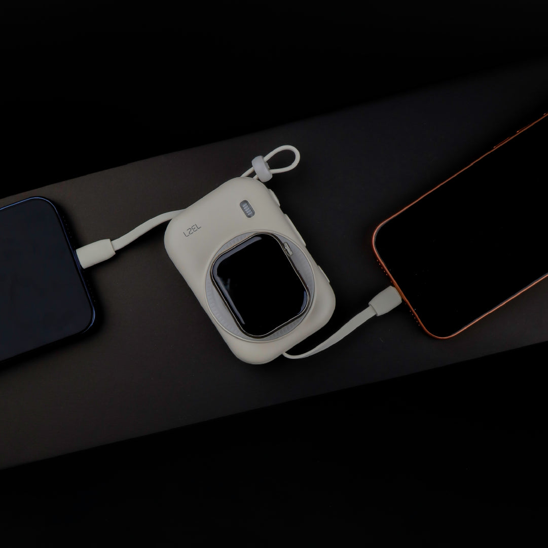 LZEL NanoFlex Nova – 10,000mAh Magnetic Power Bank with USB-C PD & Built-in Cable