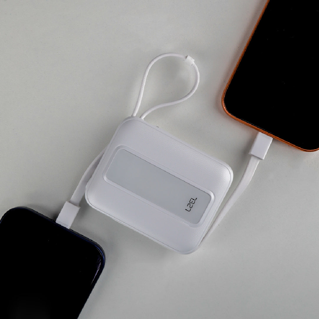 LZEL AMPNEO1O Mini 10000mAh PD Power Bank 30W | Built-in Type-C & Lightning Cable | Type-C Input/Output