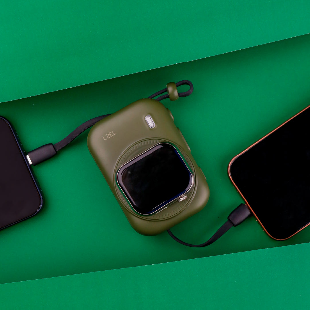 LZEL NanoFlex Nova – 10,000mAh Magnetic Power Bank with USB-C PD & Built-in Cable