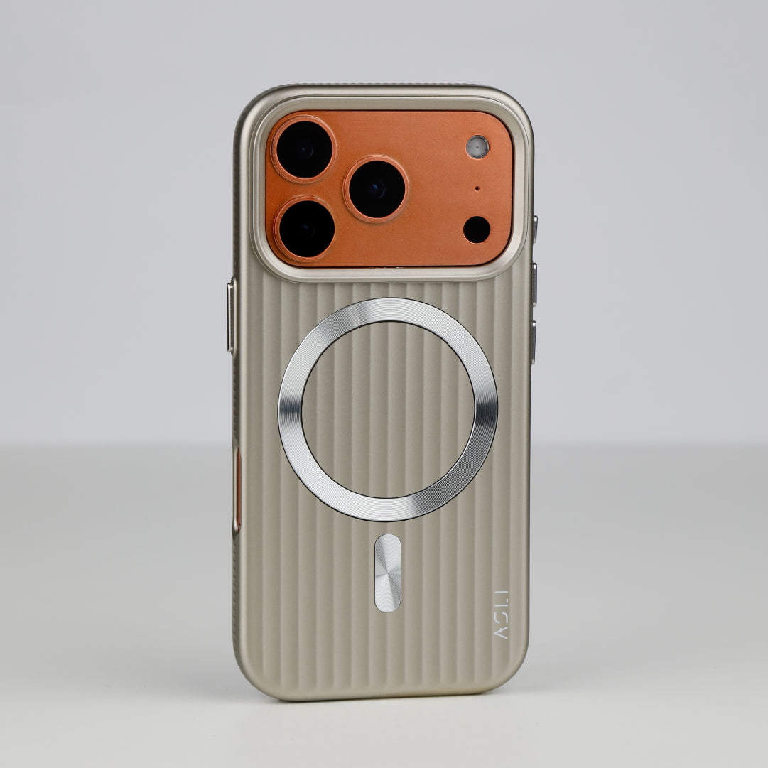 ASLI Corrugared Ridge Premium Metalic Case With Enhanced Camera Protection Case For iPhone 17 Pro Max