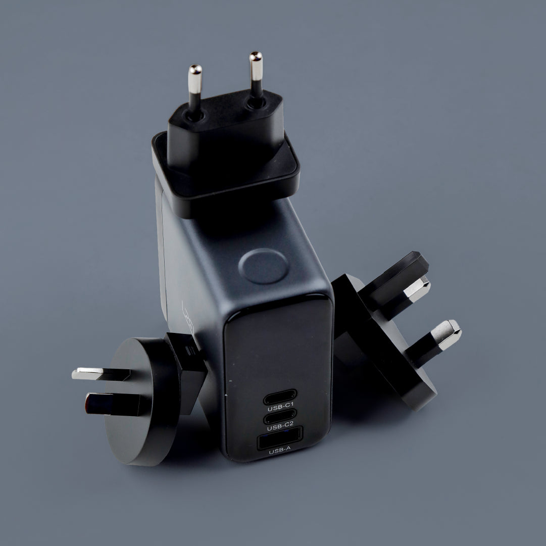 LZEL 100W GaN Travel Charger with 3-Port PD Digital Display & UK/EU/AU Plugs