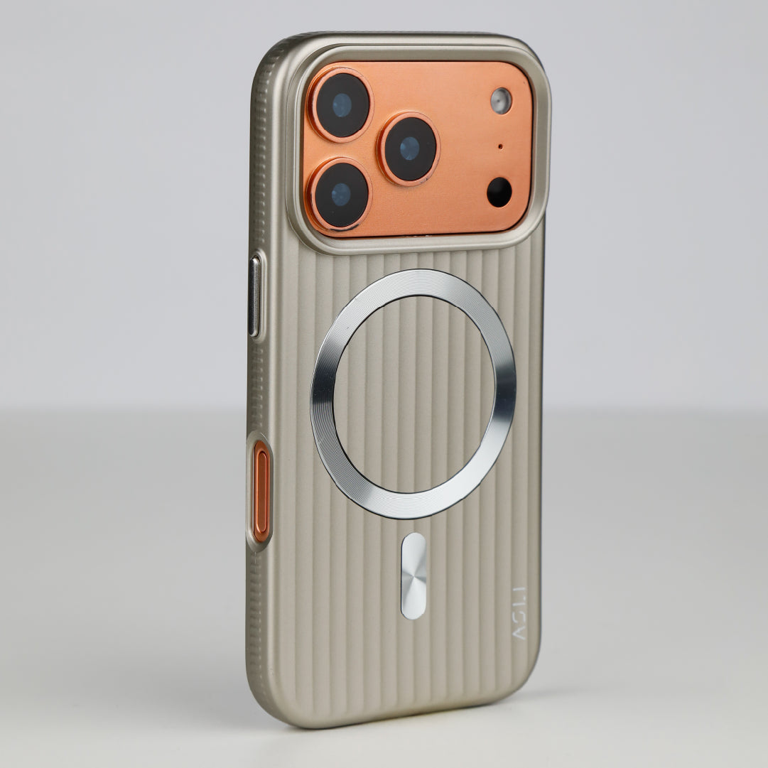 ASLI Corrugared Ridge Premium Metalic Case With Enhanced Camera Protection Case For iPhone 17 Pro Max